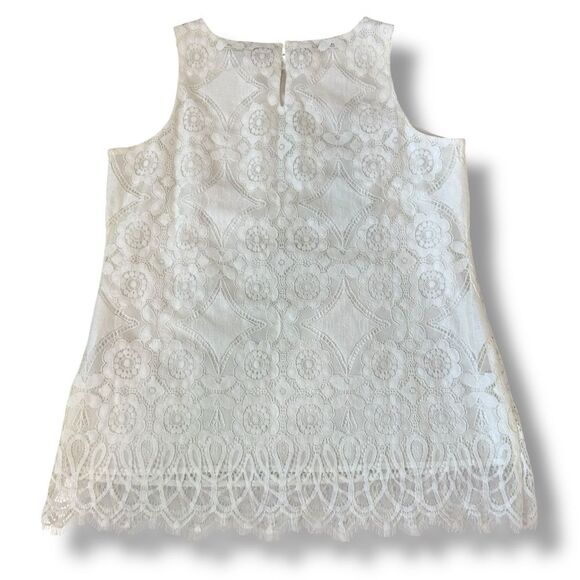 Chico’s White Lace Tank Top Size 1 NWT Women’s Fancy Sleeveless Blouse - Picture 3 of 5
